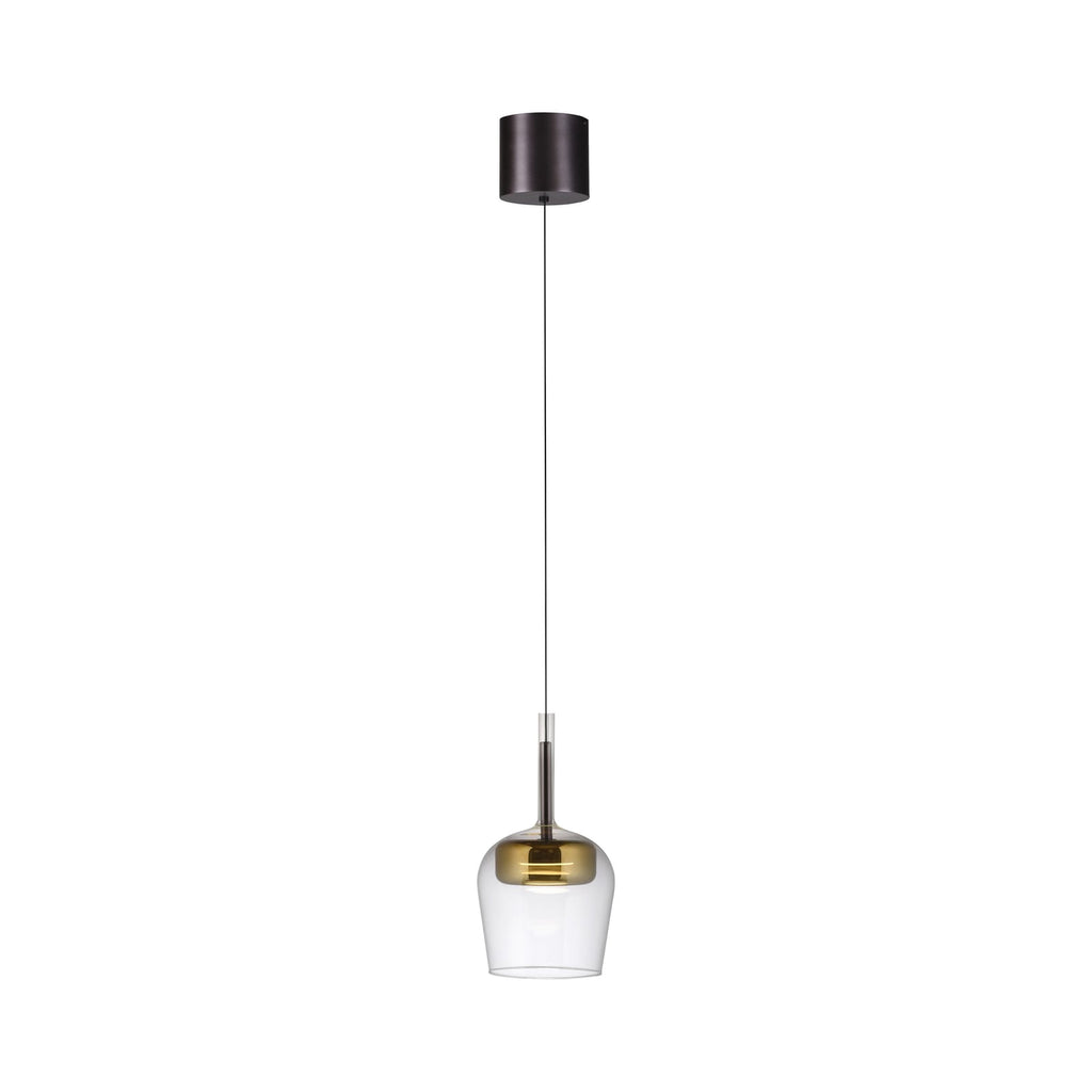 LED pendellampe Q-Kon glass gullfarget dimbar montert i stue