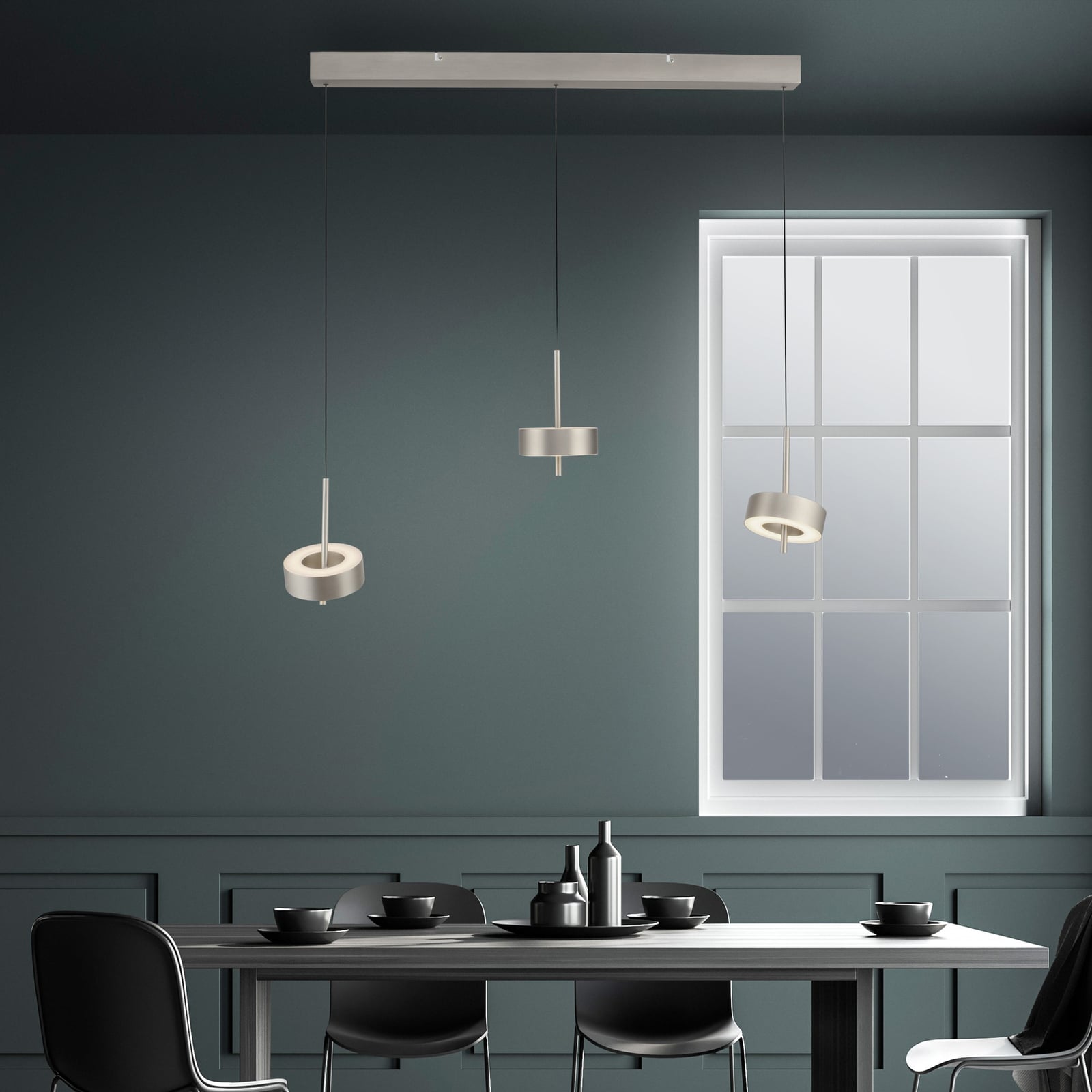 LED pendellampe Q-Rotate 3-lys aluminium bakside