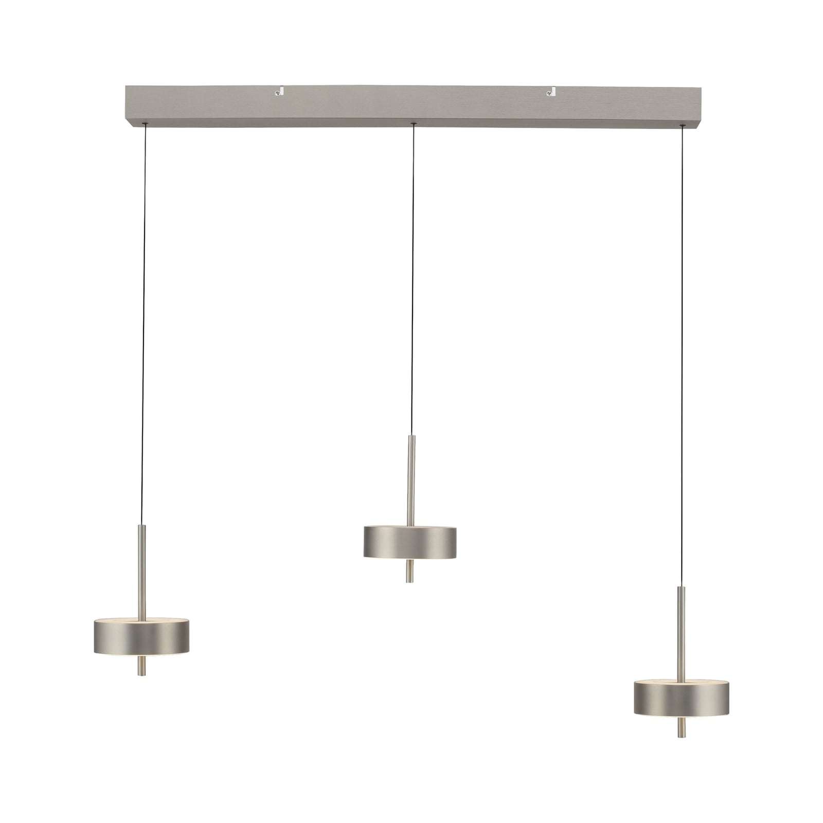 LED pendellampe Q-Rotate 3-lys aluminium montert i rom