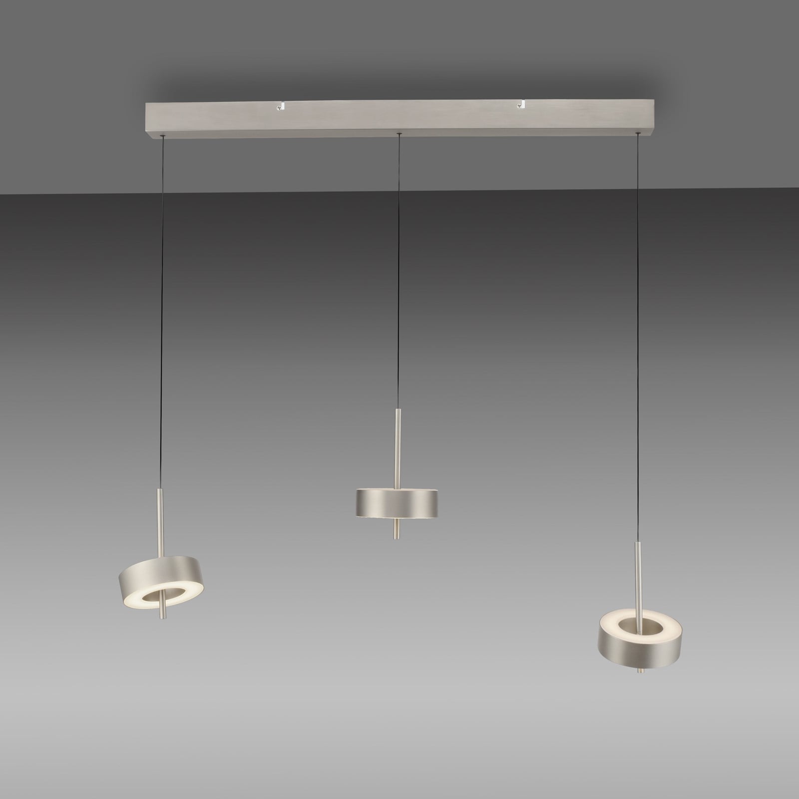 LED pendellampe Q-Rotate 3-lys aluminium nærbilde av LED-modul
