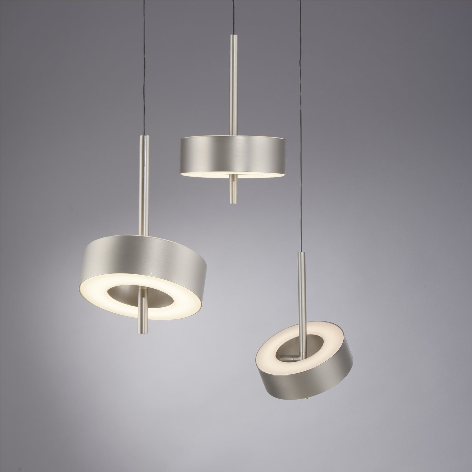 LED pendellampe Q-Rotate 3-lys aluminium justerbar høyde