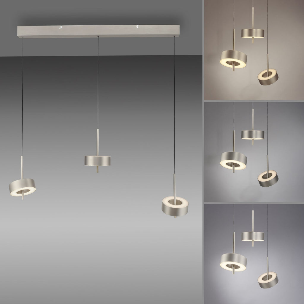LED pendellampe Q-Rotate 3-lys aluminium fjernkontroll