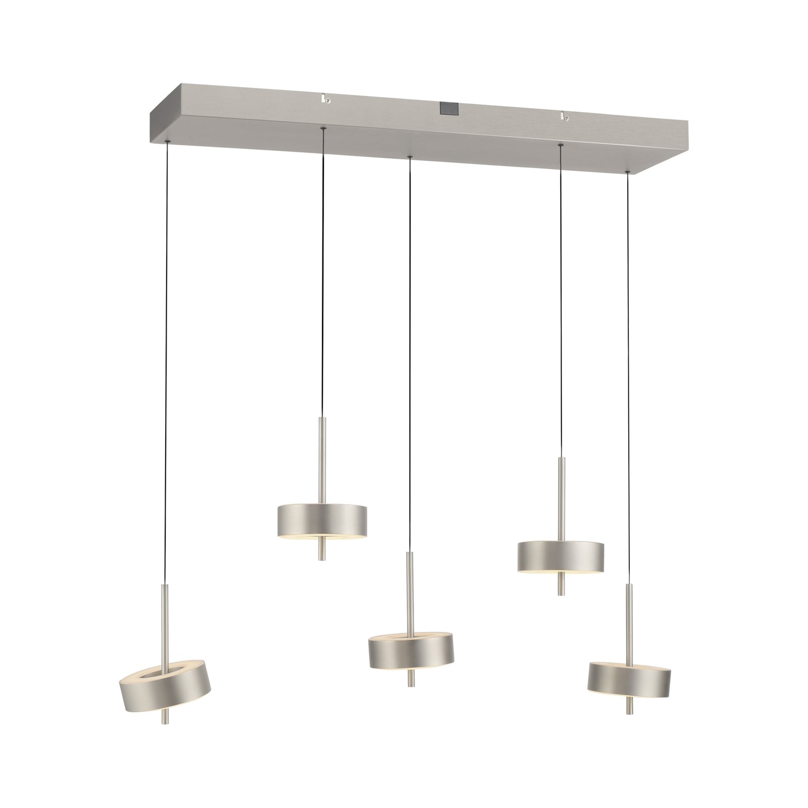 Detaljbilde av aluminiumslampeskjerm på LED pendellampe Q-Rotate 5-lys dimbar