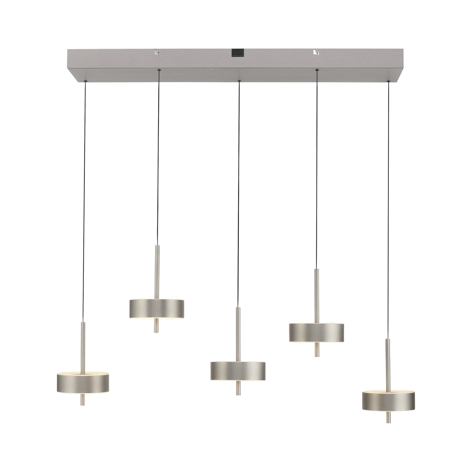 Montert LED pendellampe Q-Rotate 5-lys aluminium dimbar i stue