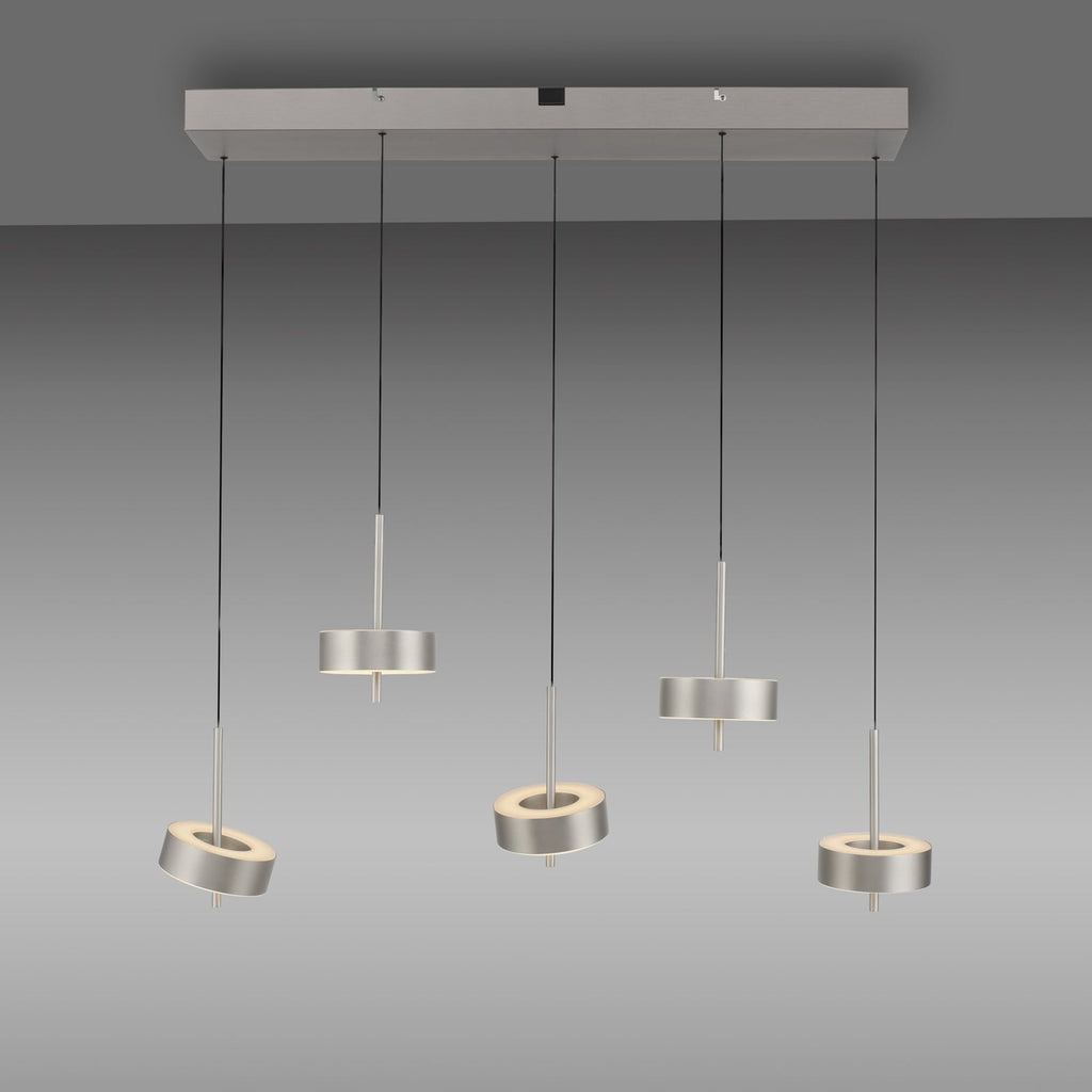 Nærbilde av LED-modul i pendellampe Q-Rotate 5-lys aluminium dimbar