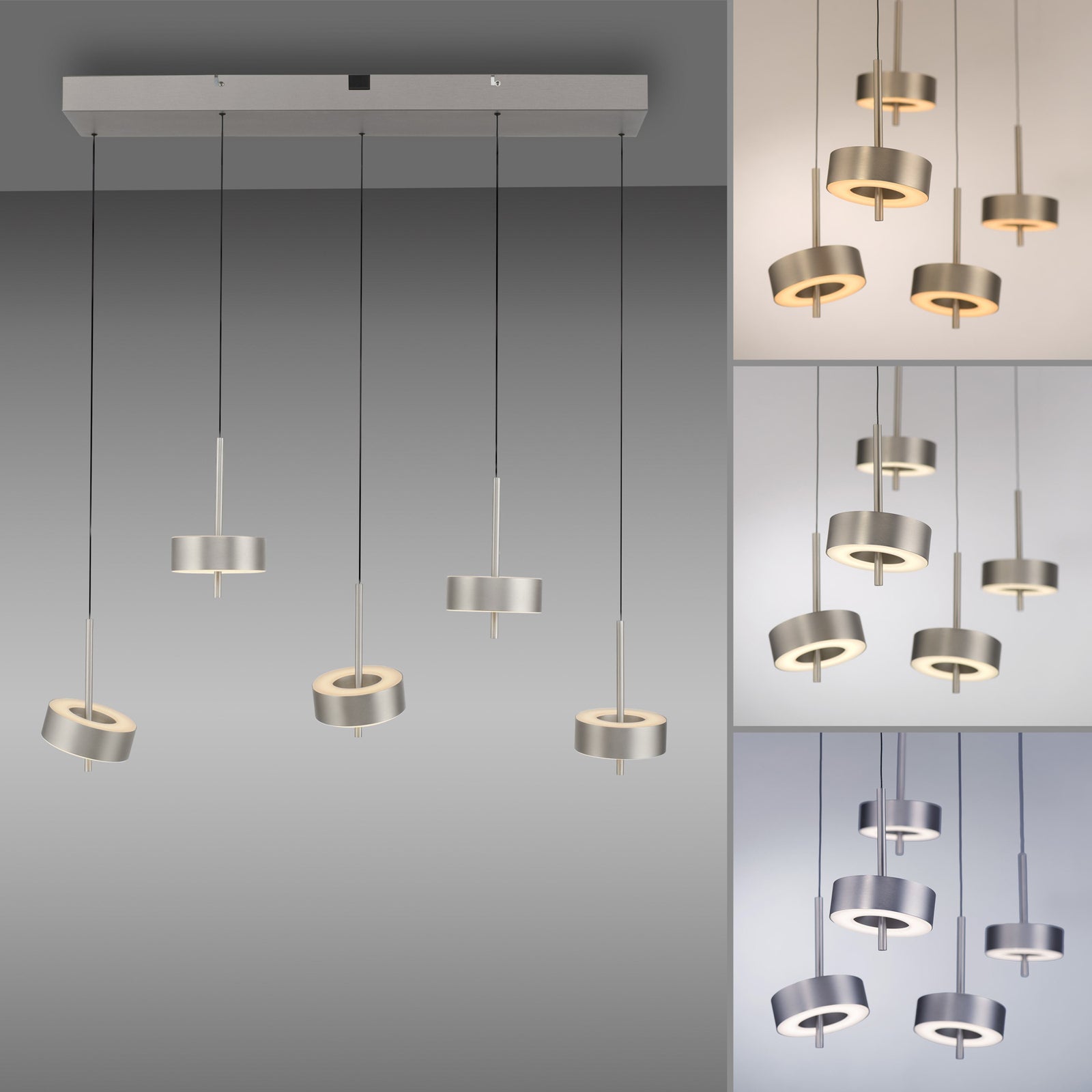 LED pendellampe Q-Rotate 5-lys aluminium dimbar med fjernkontroll og zigbee-kompatibilitet