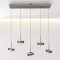 LED pendellampe Q-Rotate 5-lys dimbar CCT mørkebrun Zigbee forfra