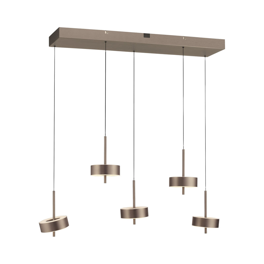 LED pendellampe Q-Rotate 5-lys dimbar CCT mørkebrun Zigbee detalj av lampearm