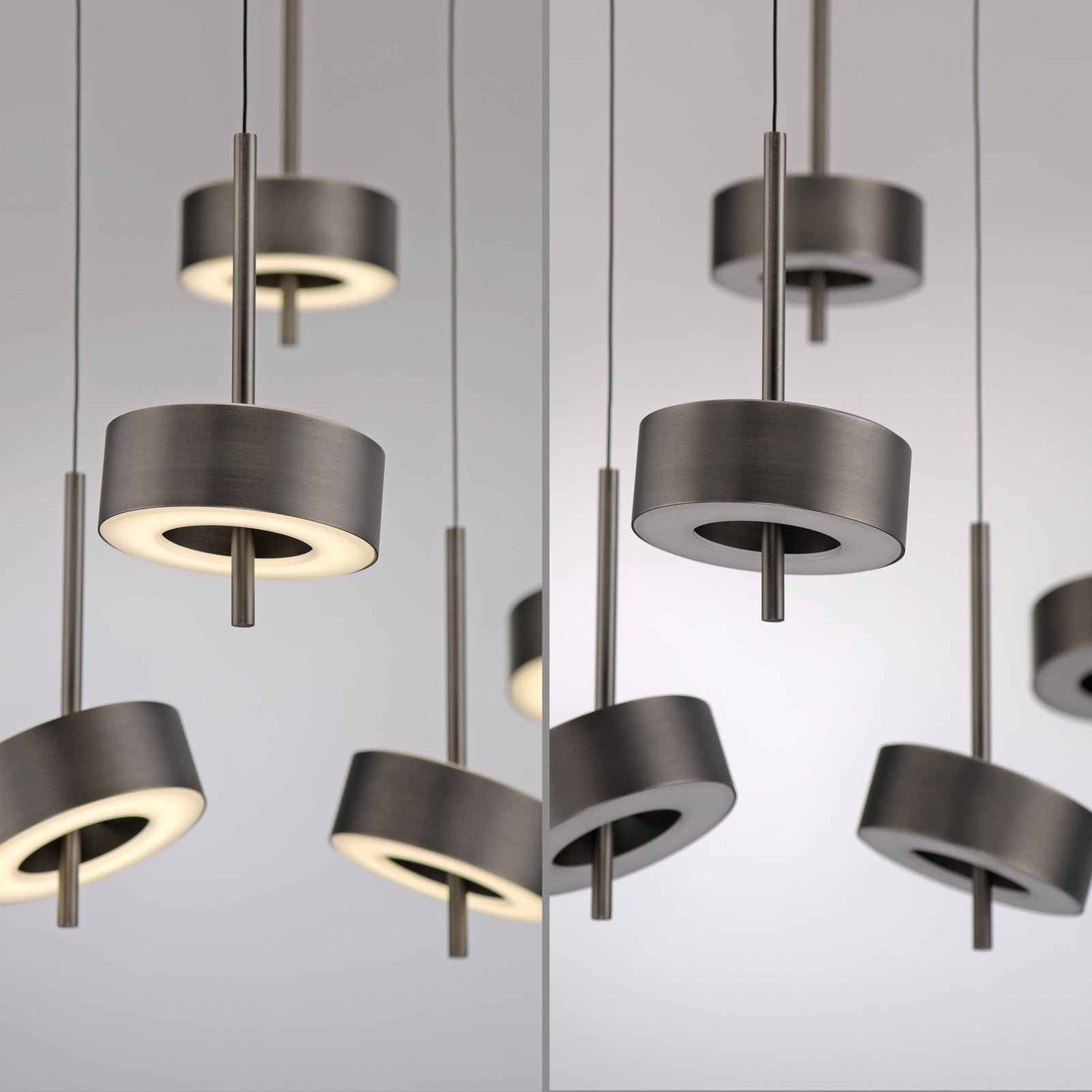 LED pendellampe Q-Rotate 5-lys dimbar CCT mørkebrun Zigbee smart home integrasjon