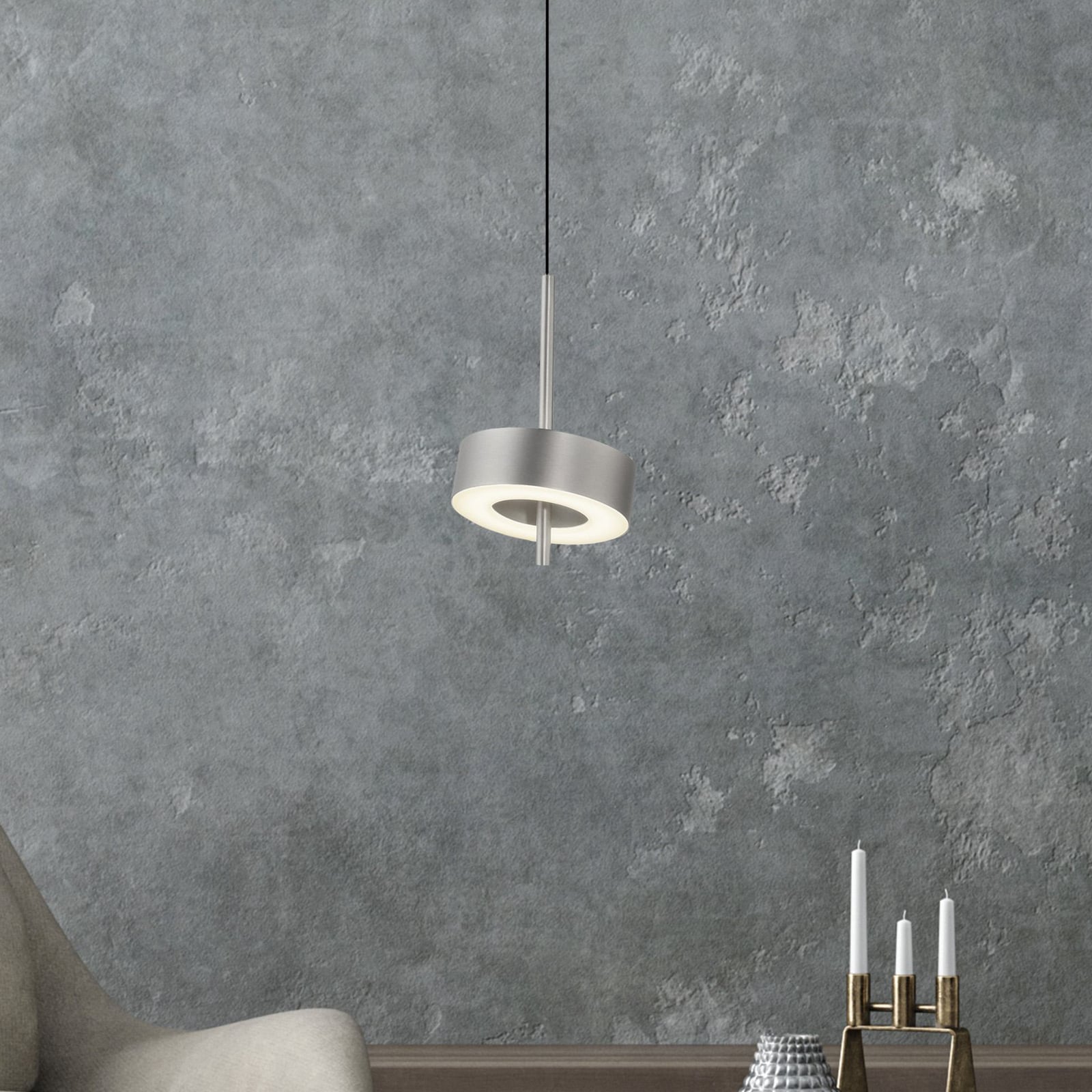 LED pendellampe Q-Rotate aluminium dimbar Ø14 cm forfra