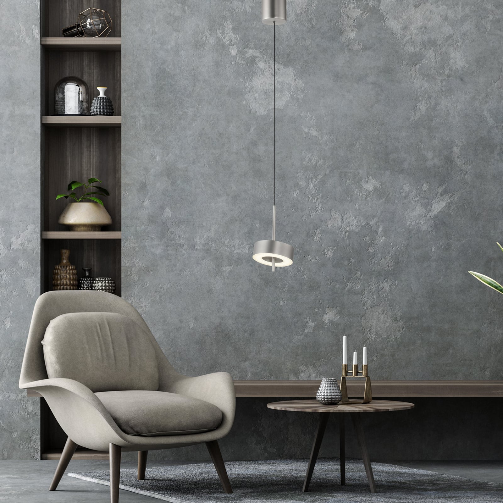 Bakside av LED pendellampe Q-Rotate aluminium dimbar Ø14 cm