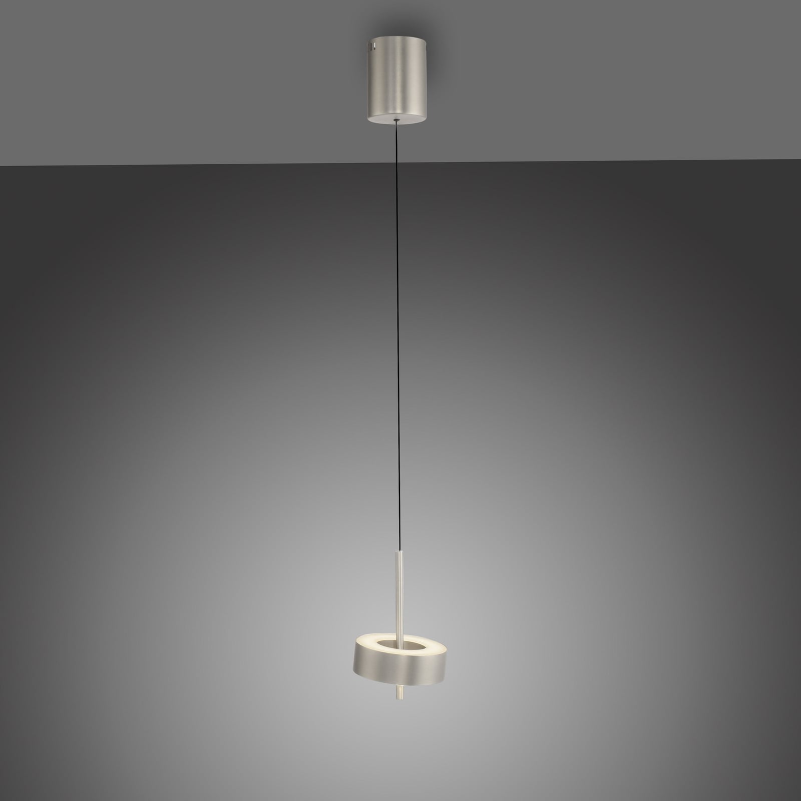 Nærbilde av aluminiumslampe på LED pendellampe Q-Rotate aluminium dimbar Ø14 cm