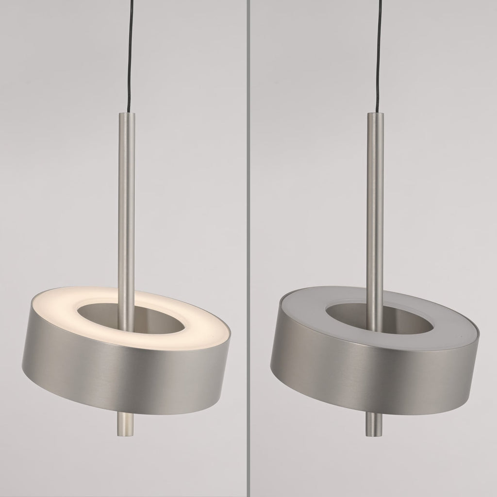 LED pendellampe Q-Rotate aluminium dimbar Ø14 cm med justerbar høyde