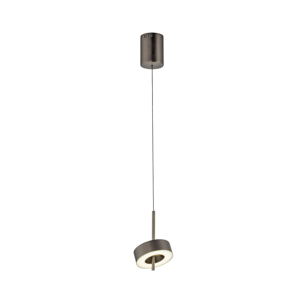 Detalj av LED pendellampe Q-Rotate dimbar CCT Ø14 cm mørkebrun
