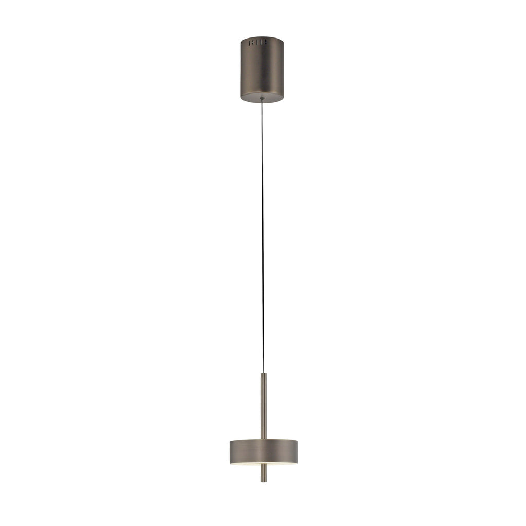 LED pendellampe Q-Rotate dimbar CCT Ø14 cm mørkebrun montert i rom