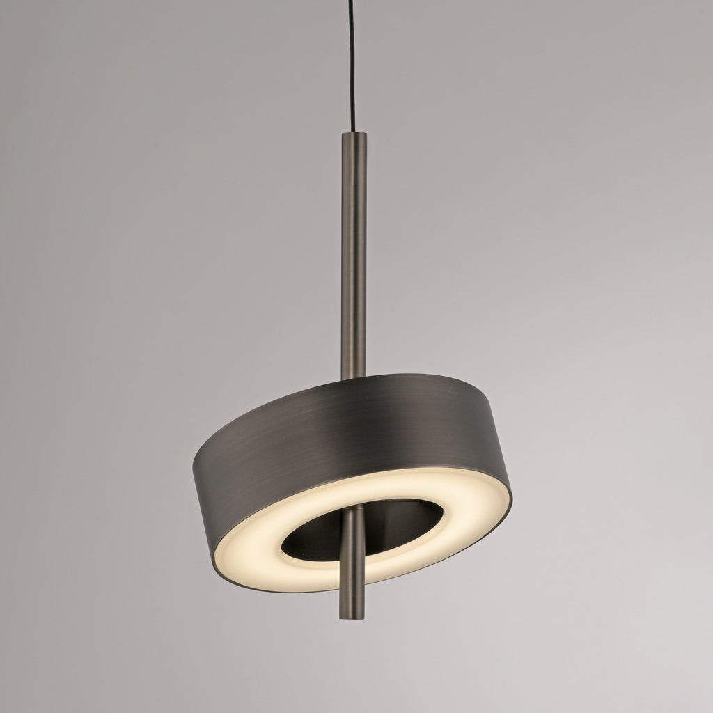 Justerbar aluminiumsring på LED pendellampe Q-Rotate dimbar CCT Ø14 cm mørkebrun