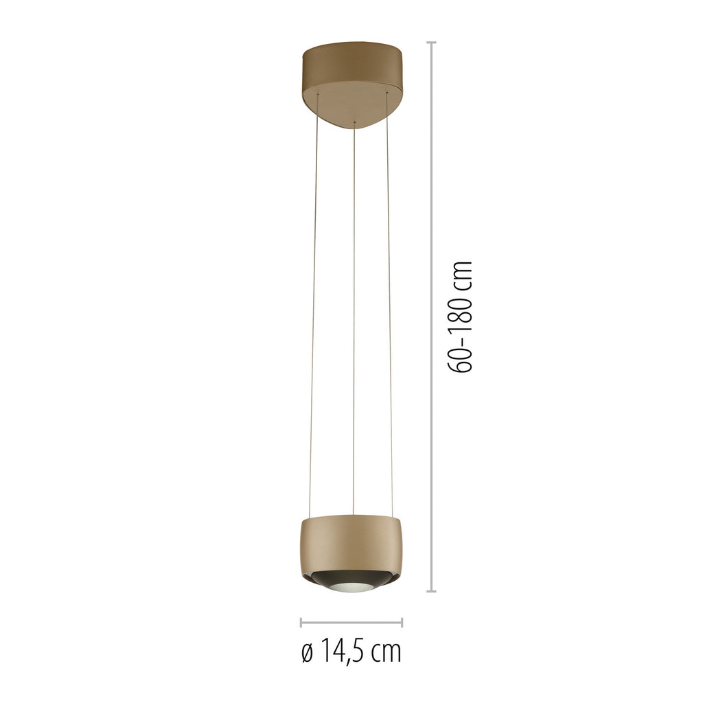 LED pendellampe Q-Stretto dimbar bronse Ø14,5 cm CCT detalj av glassskjerm