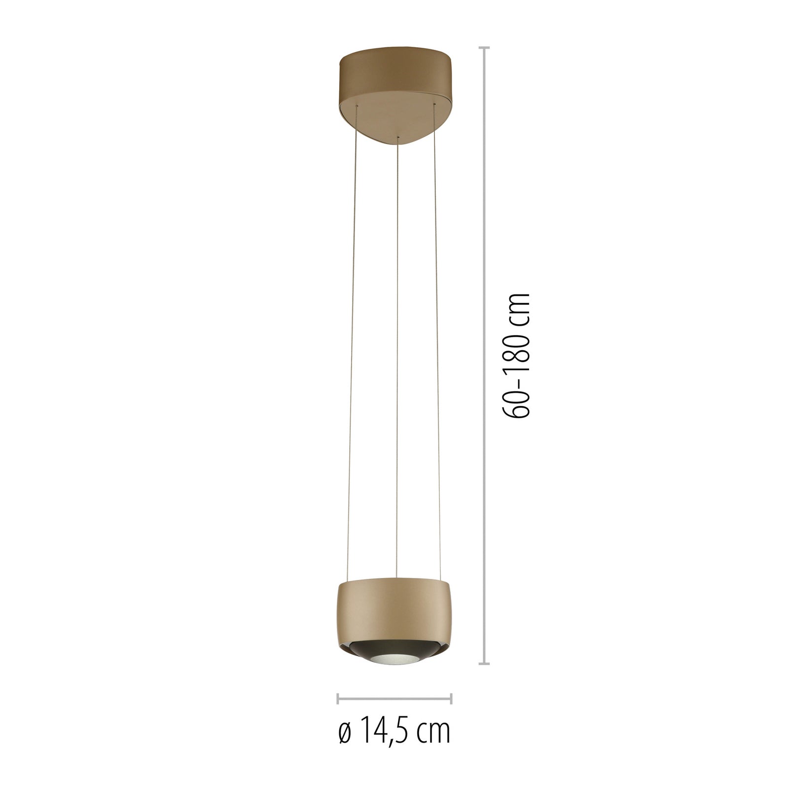LED pendellampe Q-Stretto dimbar bronse Ø14,5 cm CCT detalj av glassskjerm