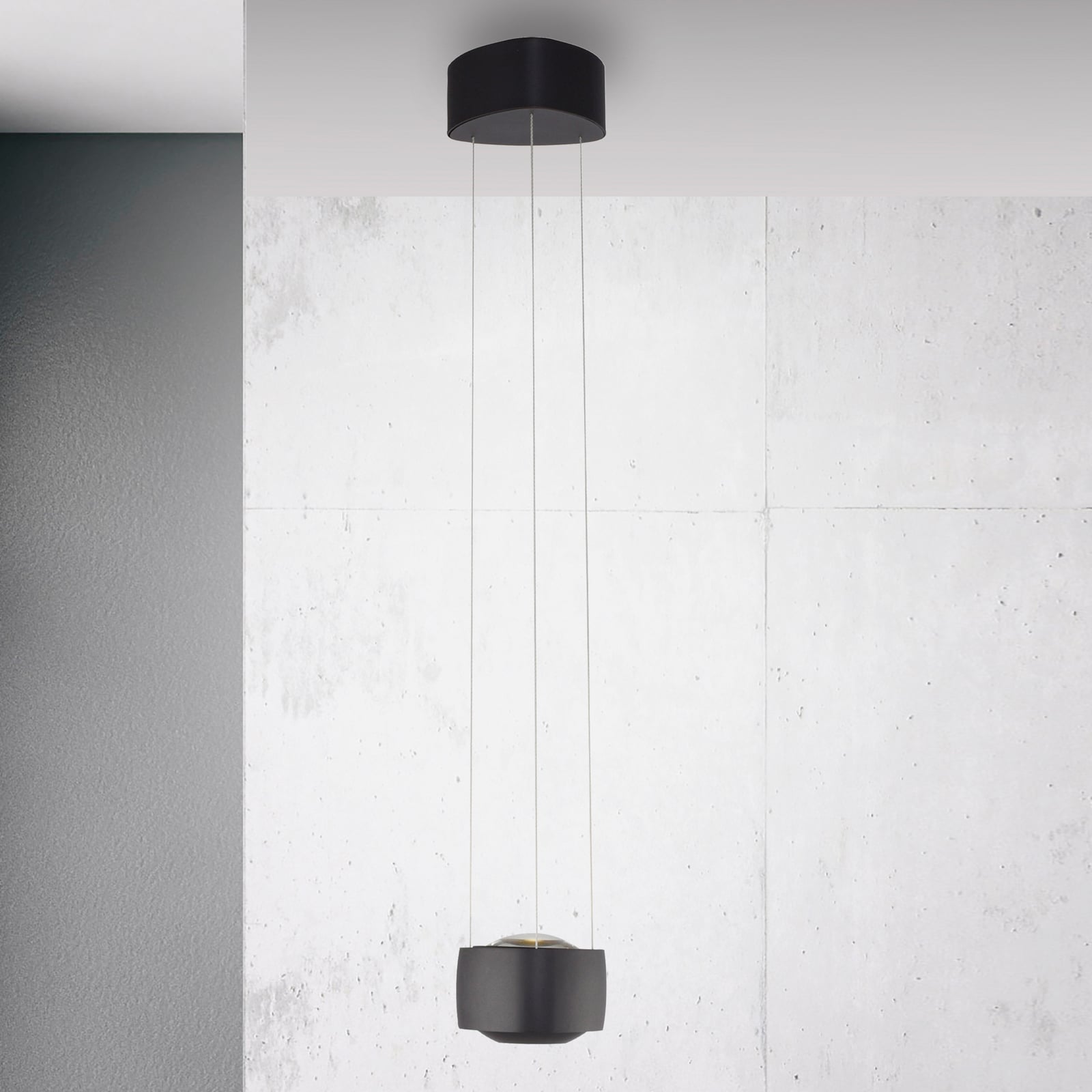 LED pendellampe Q-Stretto svart Ø14,5 cm front