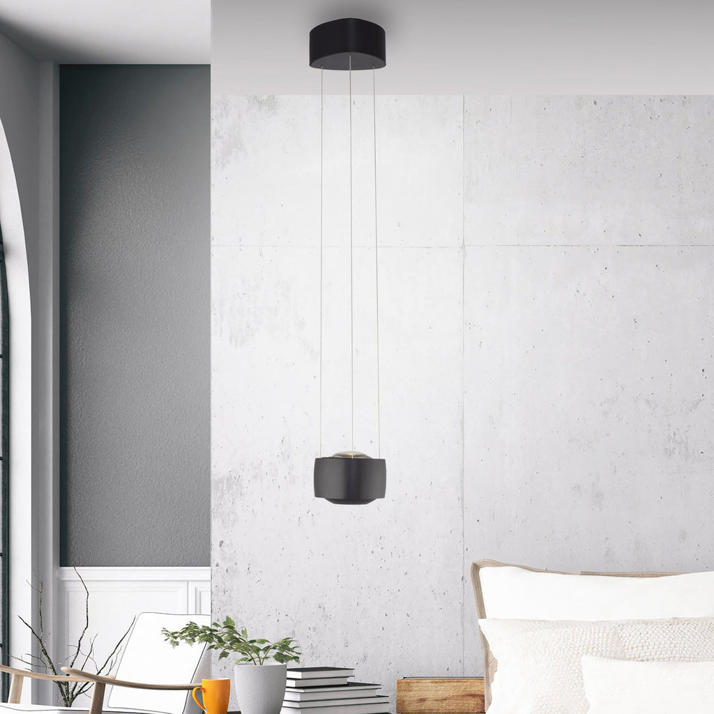 LED pendellampe Q-Stretto svart Ø14,5 cm bakside