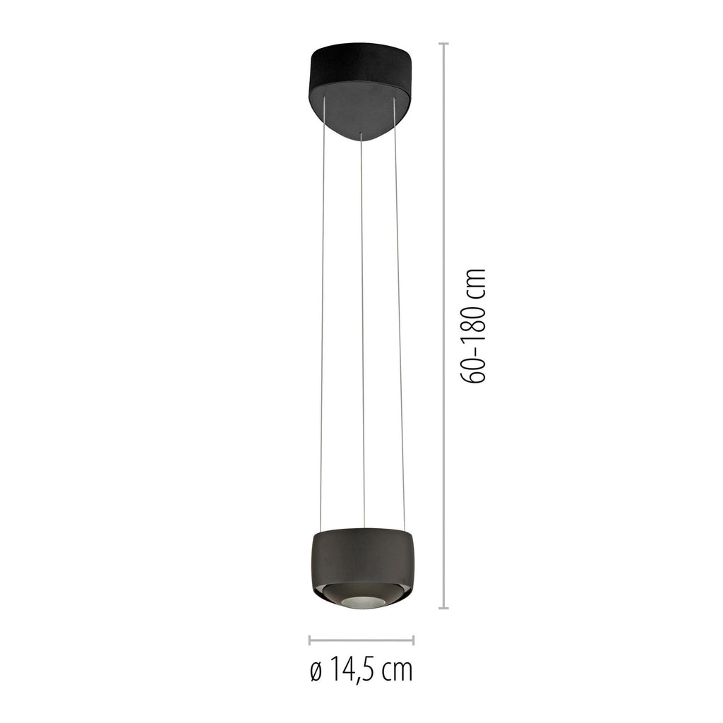 LED pendellampe Q-Stretto svart Ø14,5 cm detalj