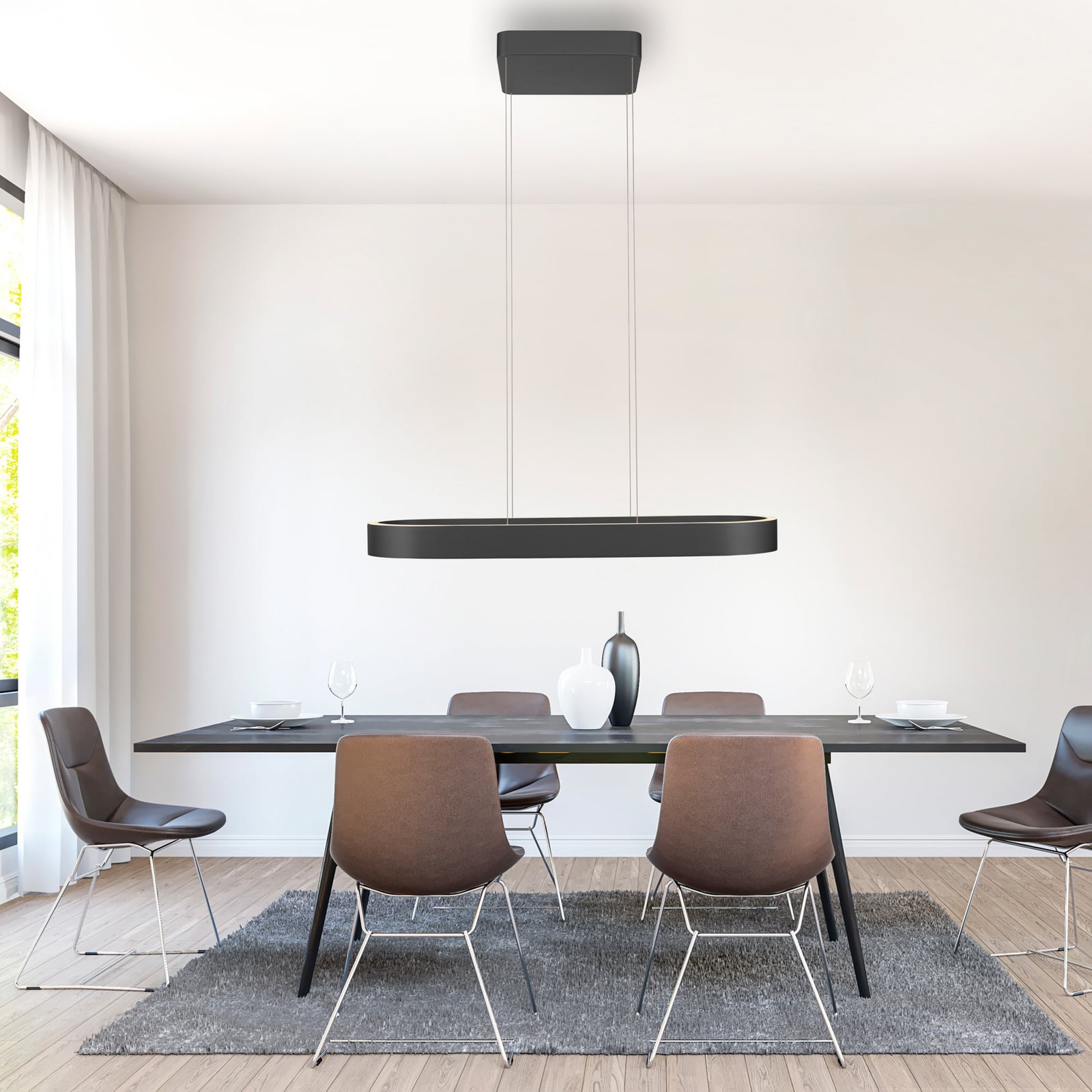 LED pendellampe Q-Stretto svart 86,8 cm CCT bakside