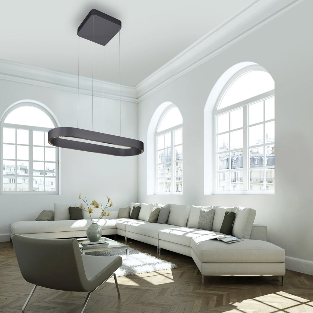 LED pendellampe Q-Stretto svart 86,8 cm CCT detalj av lampeskjerm
