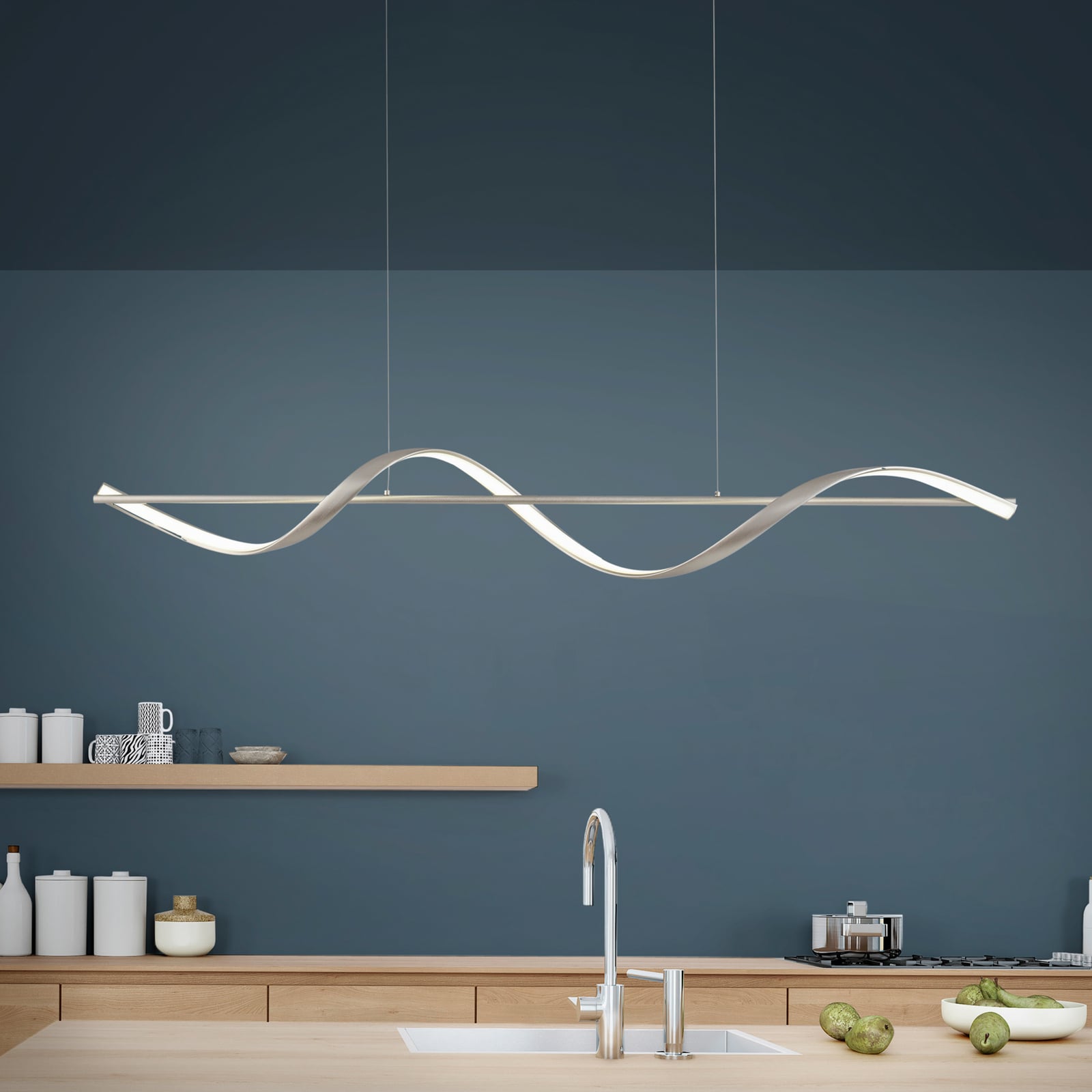 LED pendellampe Q-Swing dimbar CCT 121 cm stål Zigbee forfra