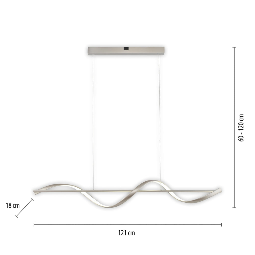 LED pendellampe Q-Swing dimbar CCT 121 cm stål Zigbee detalj av spiralelement