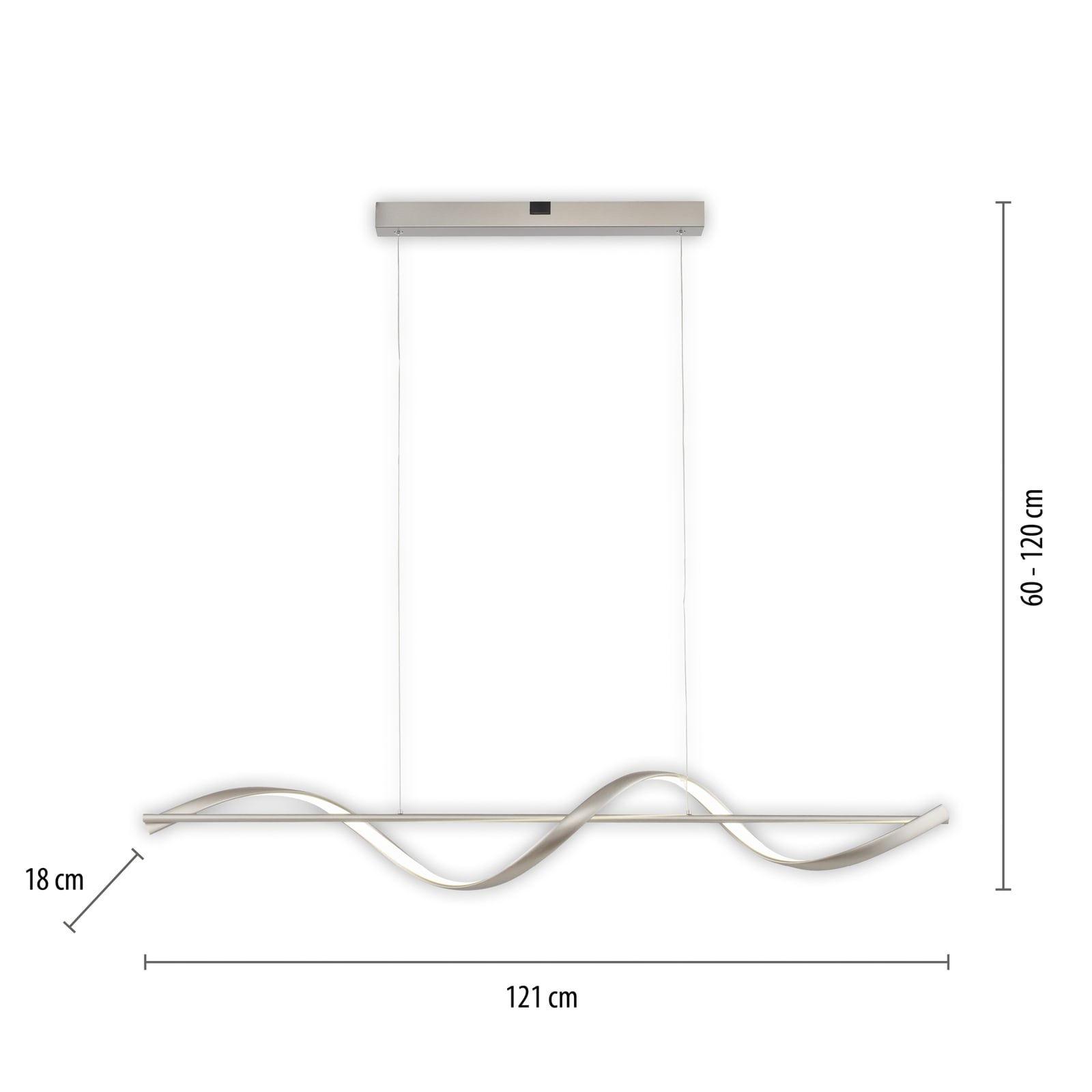 LED pendellampe Q-Swing dimbar CCT 121 cm stål Zigbee detalj av spiralelement