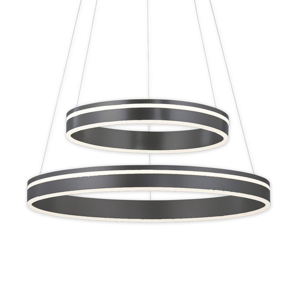 LED pendellampe Q-VITO 2-ringer dimbar antrasitt/hvit Zigbee forfra