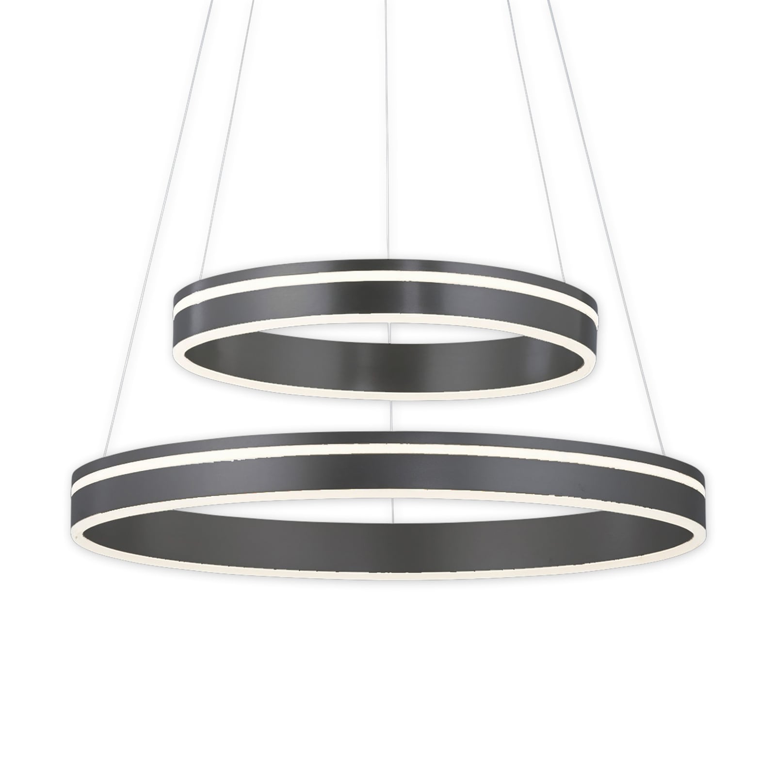 LED pendellampe Q-VITO 2-ringer dimbar antrasitt/hvit Zigbee forfra