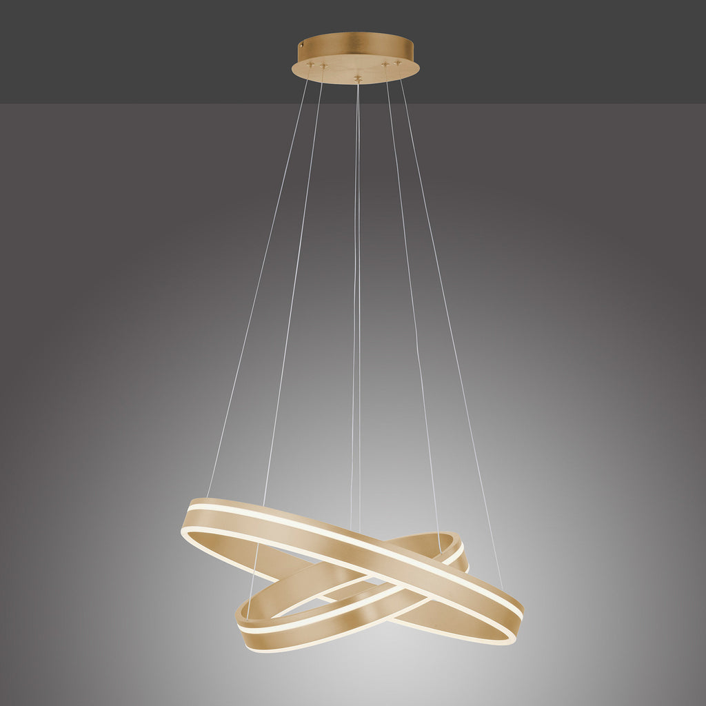 LED pendellampe Q-VITO 2 ringer messing CCT dimbar med fjernkontroll