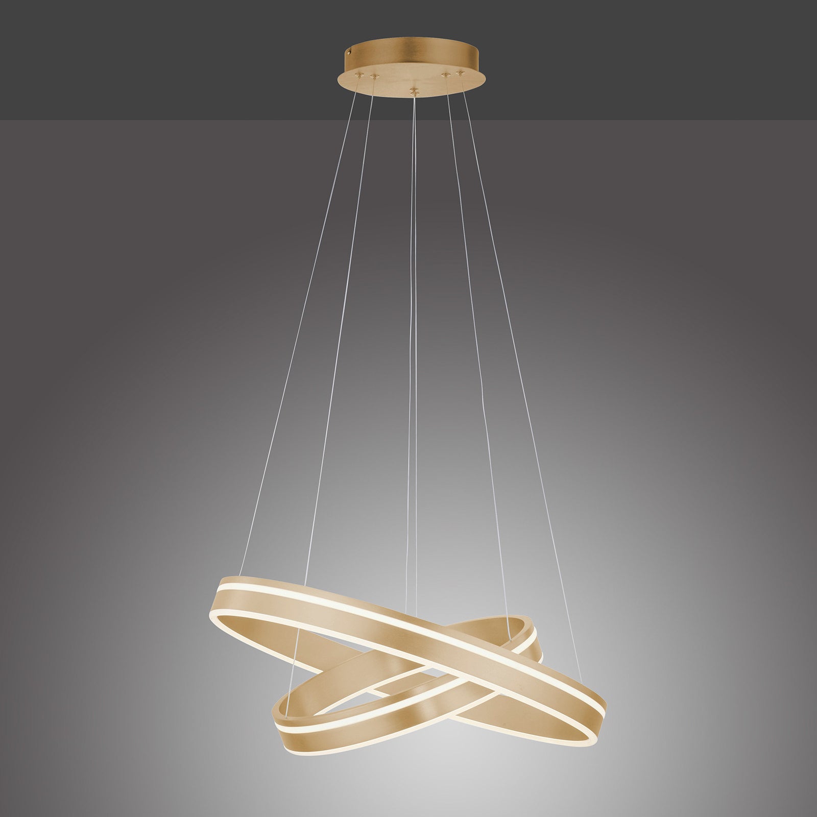 LED pendellampe Q-VITO 2 ringer messing CCT dimbar med fjernkontroll