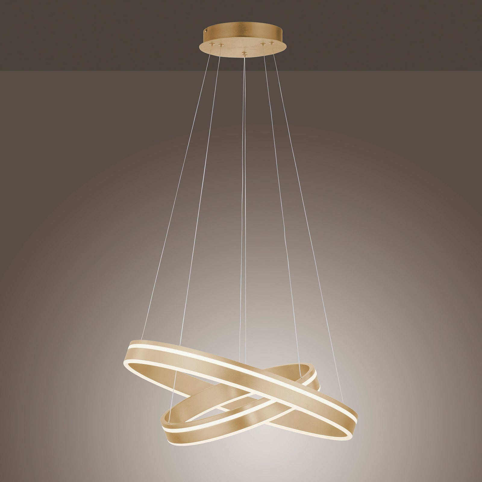 LED pendellampe Q-VITO 2 ringer messing CCT dimbar monteringsdetalj