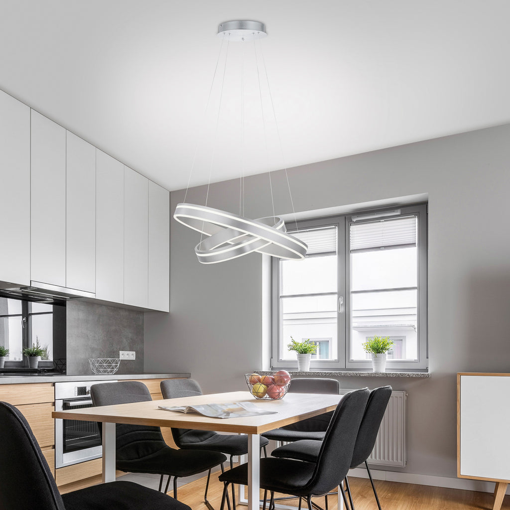 LED pendellampe Q-VITO 2-ringer stål justerbar høyde