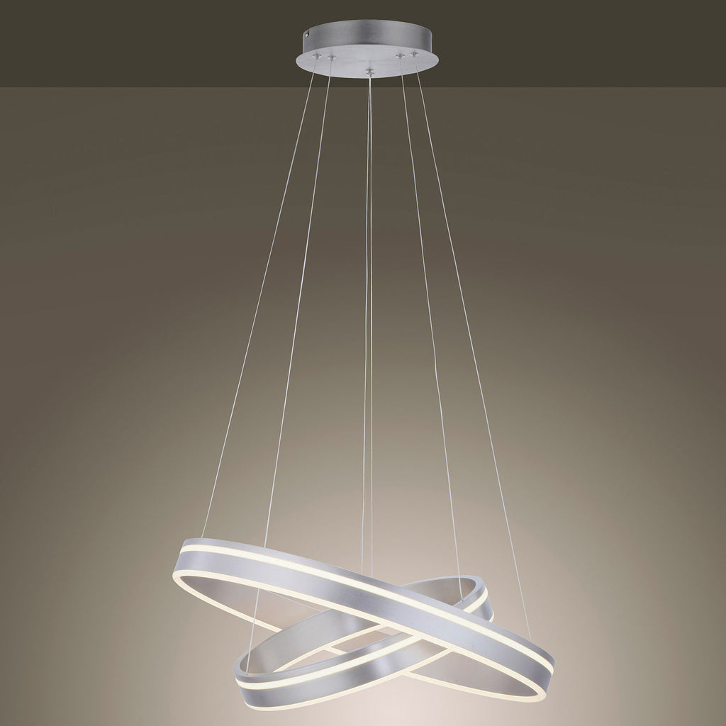 LED pendellampe Q-VITO 2-ringer stål med fjernkontroll