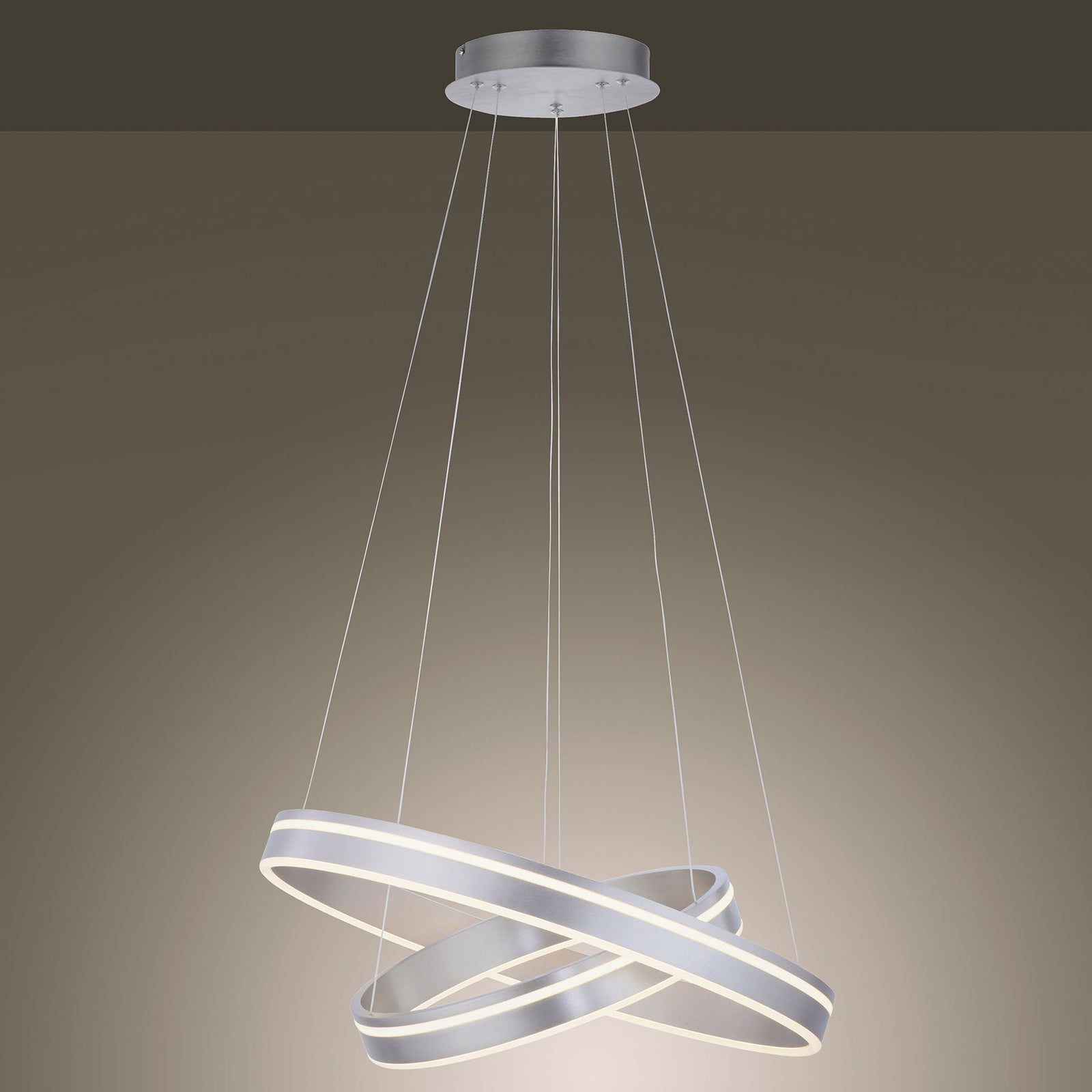 LED pendellampe Q-VITO 2-ringer stål med fjernkontroll