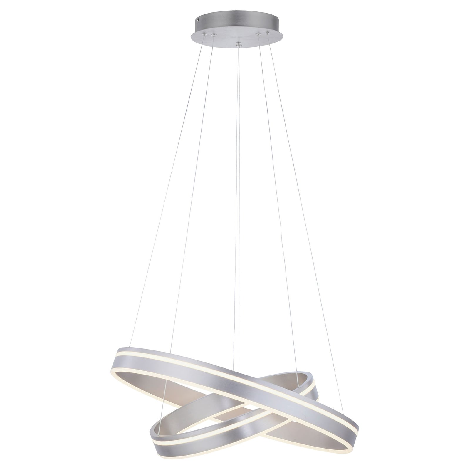 LED pendellampe Q-VITO 2-ringer stål nærbilde av LED-lys