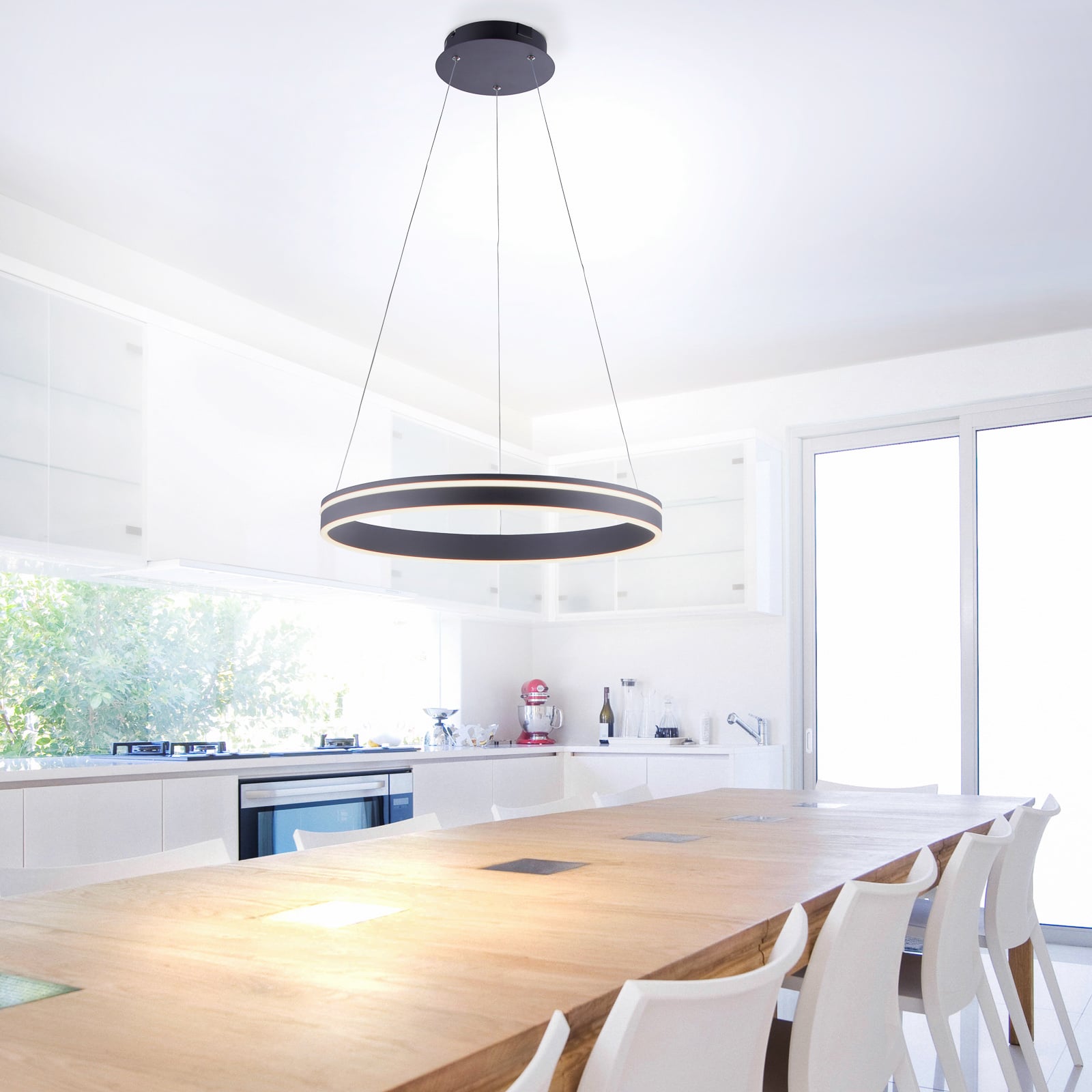 LED pendellampe Q-VITO ring dimbar antrasitt ZigBee hub tilkobling