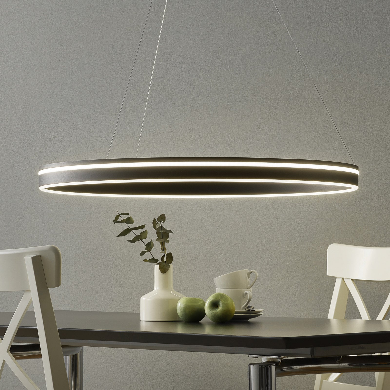 LED pendellampe Q-VITO ring dimbar antrasitt forfra