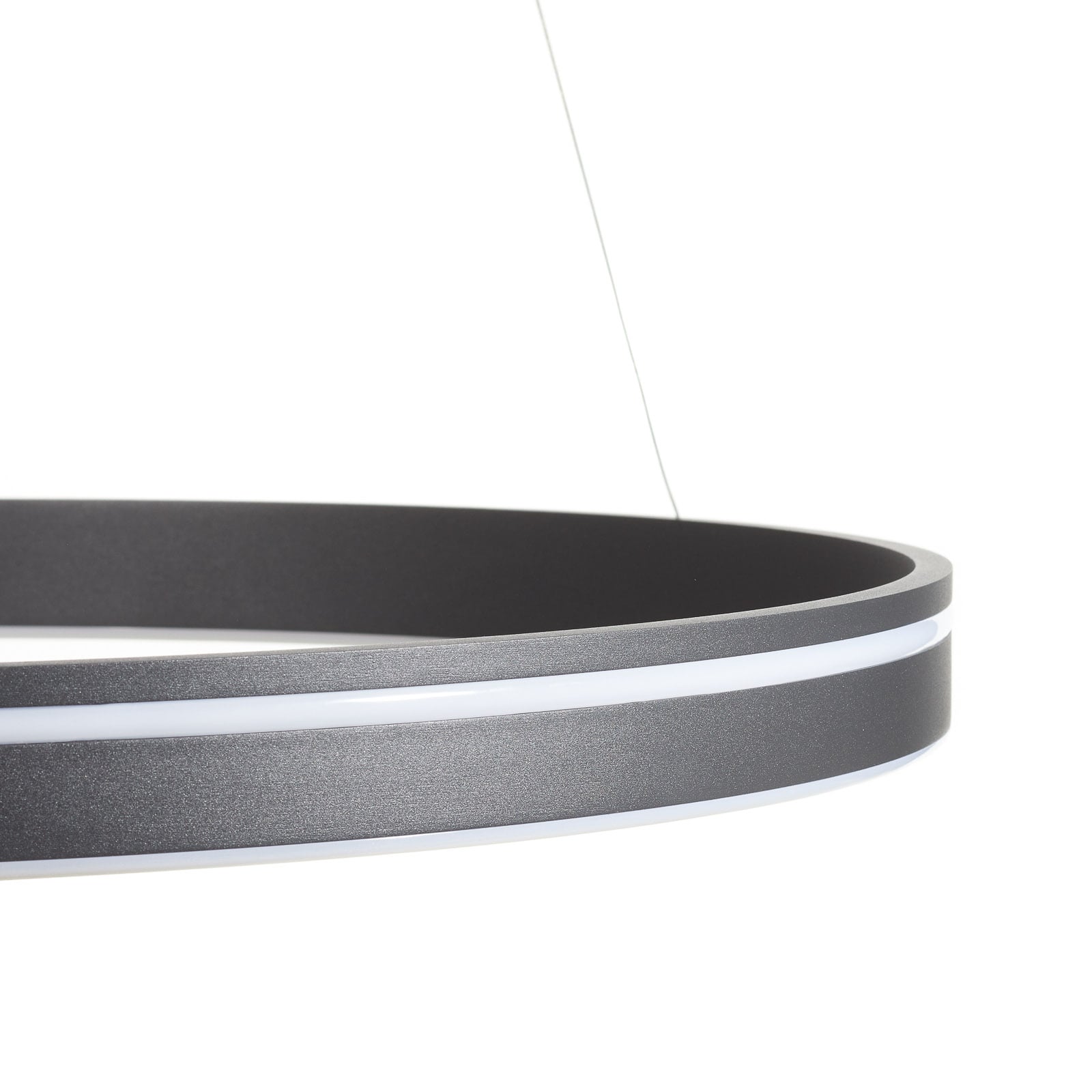 LED pendellampe Q-VITO ring dimbar antrasitt nærbilde av materialer