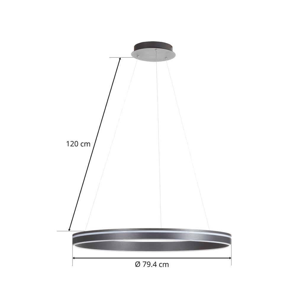 LED pendellampe Q-VITO ring dimbar antrasitt med smart home app
