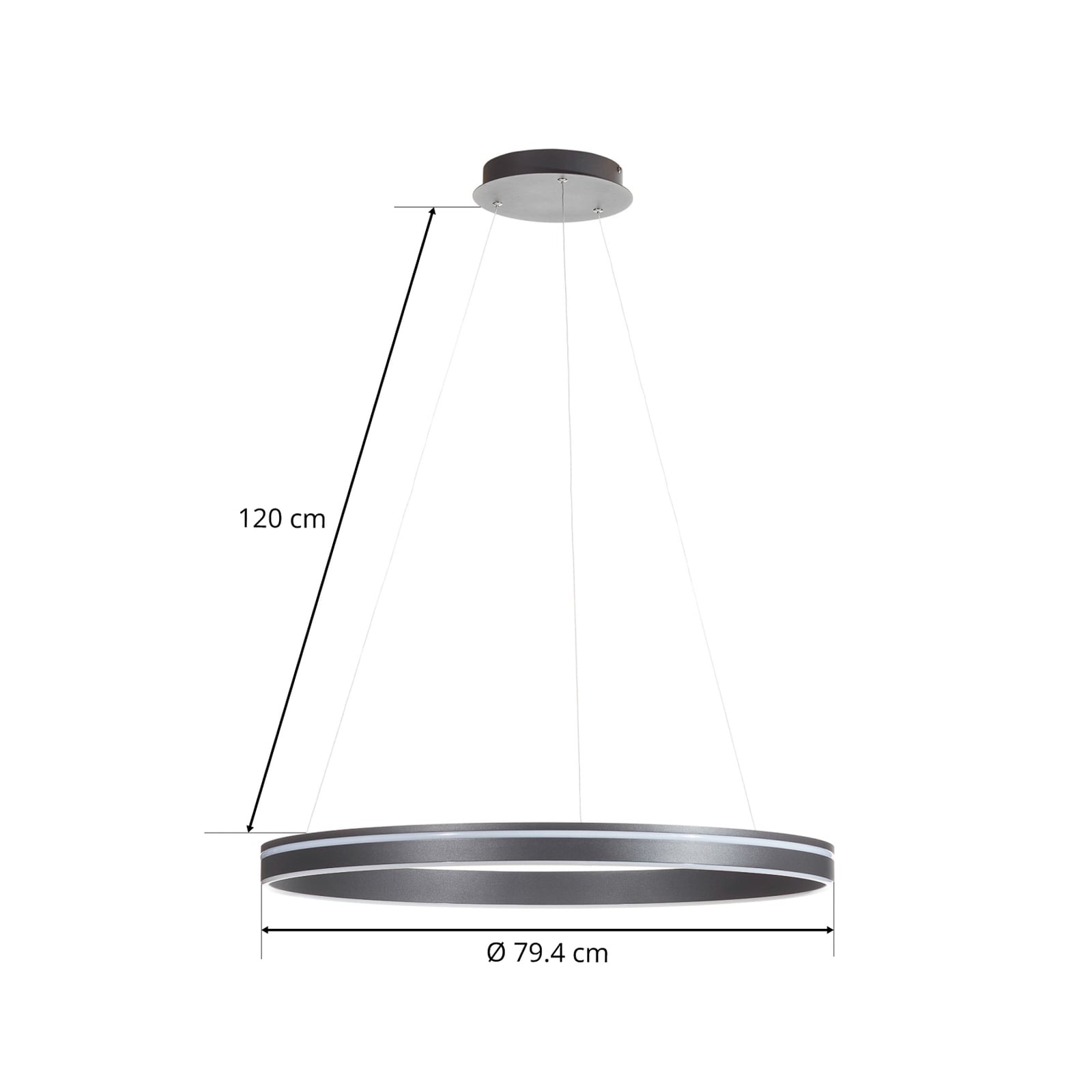 LED pendellampe Q-VITO ring dimbar antrasitt med smart home app