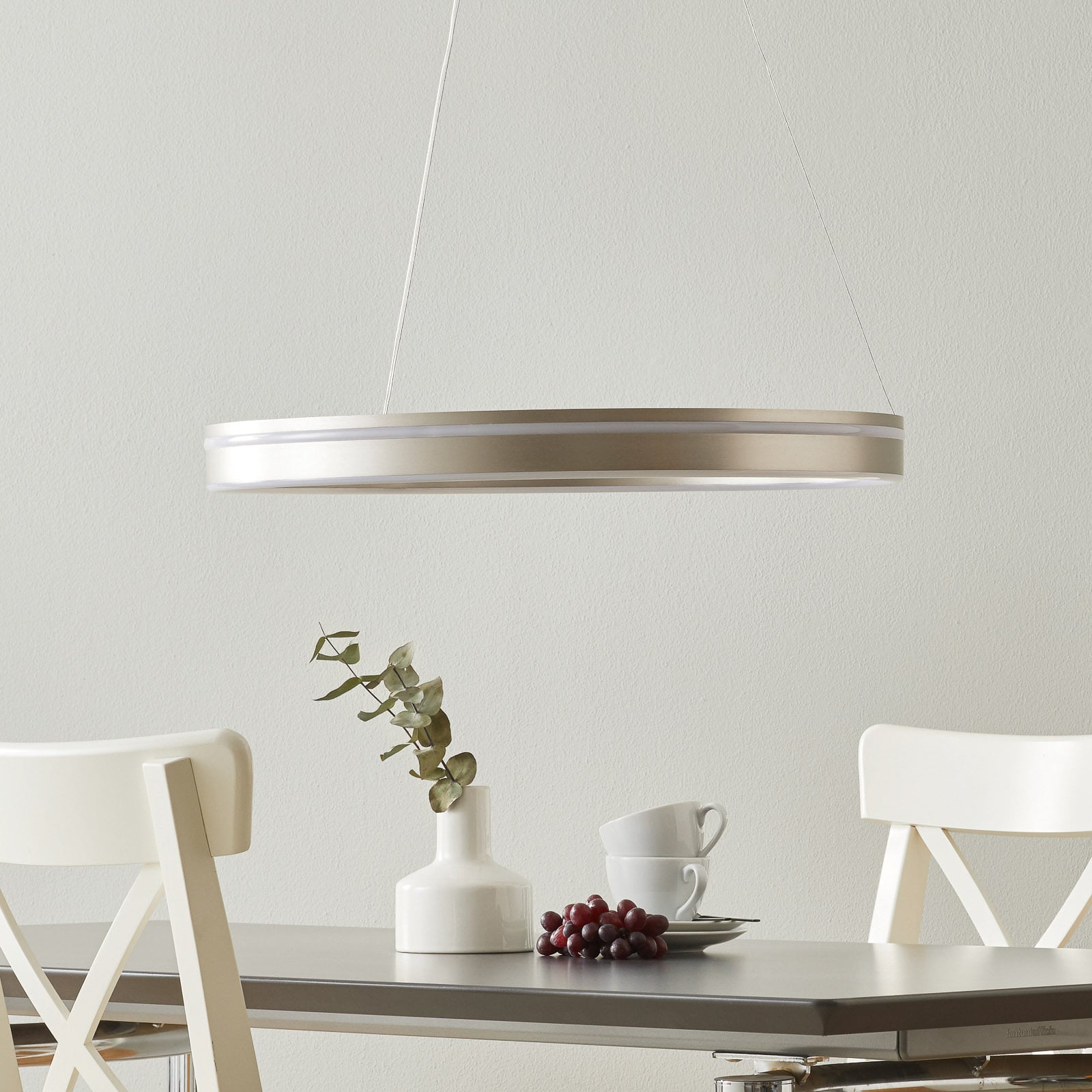 LED pendellampe Q-VITO ring dimbar stål Ø59 cm Zigbee bakside