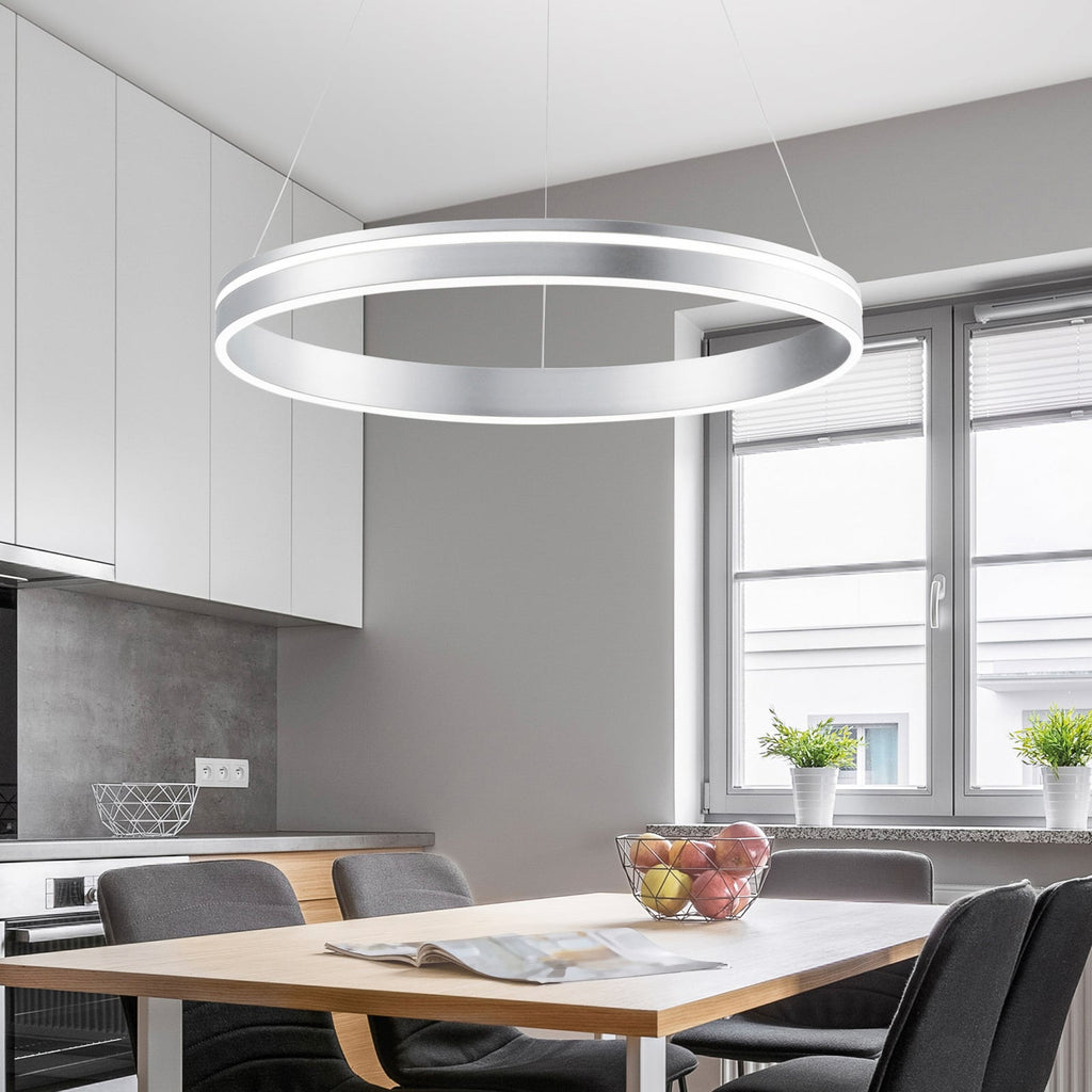 LED pendellampe Q-VITO ring dimbar stål Ø59 cm Zigbee app-styring