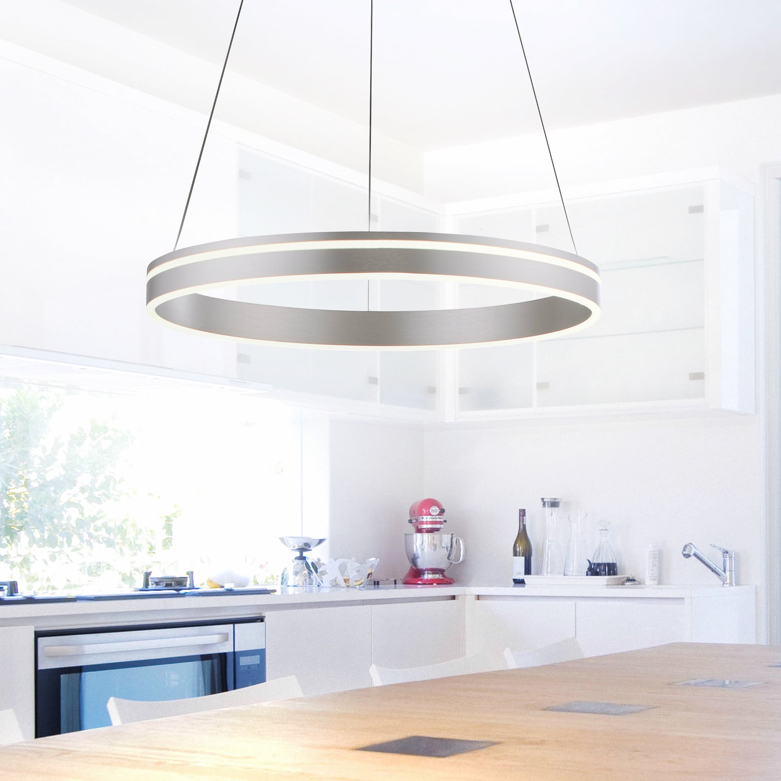 LED pendellampe Q-VITO ring dimbar stål Ø59 cm Zigbee Zigbee hub