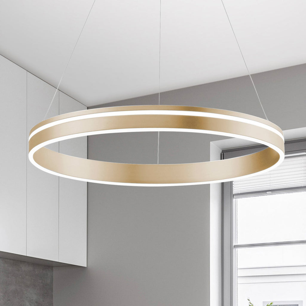 LED pendellampe Q-VITO ring matt messing forfra