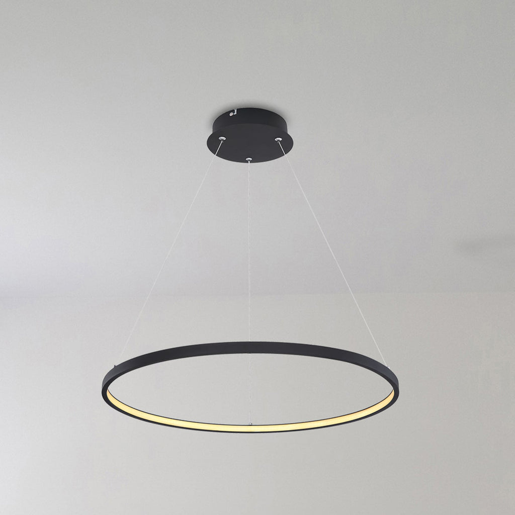 LED pendellampe Ralph rund svart jern Ø60 cm forfra