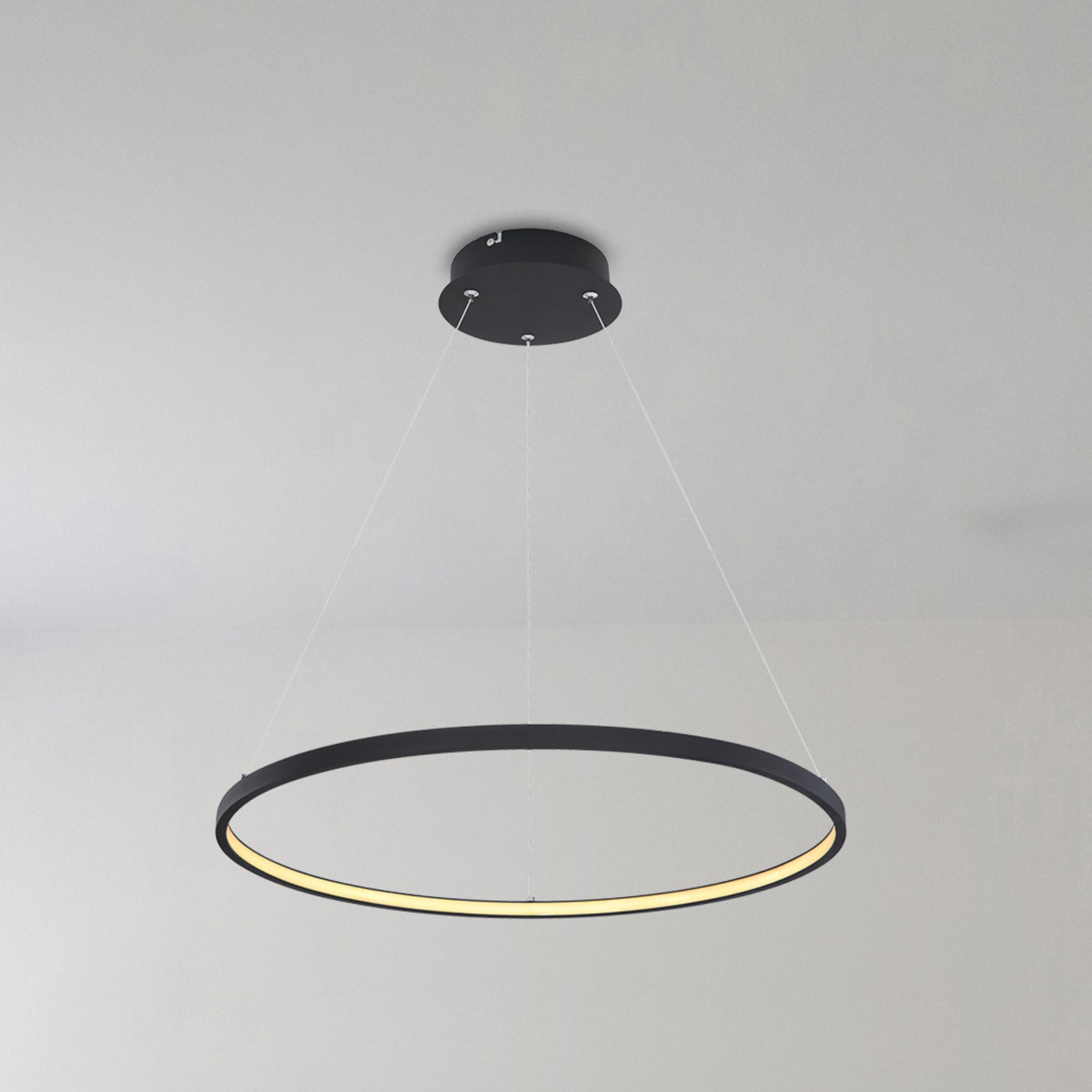 LED pendellampe Ralph rund svart jern Ø60 cm forfra